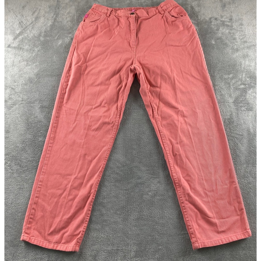 Woman Within Coral Pink Cotton Straight Leg Classic Fit Pants Womens 16W